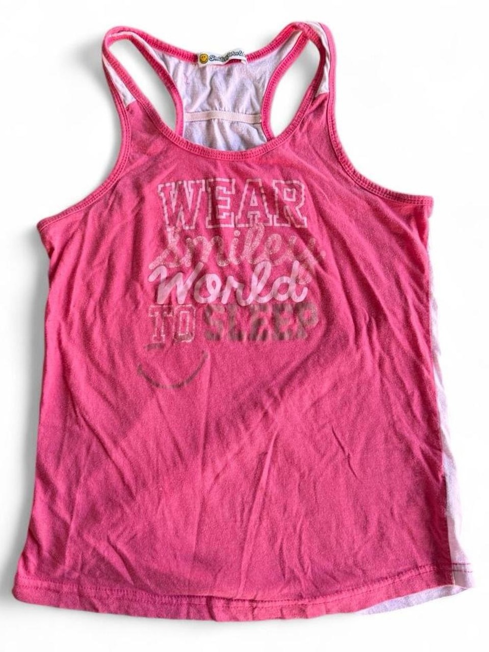 Girls' Pink Racerback Tank Top - Layered Smile World Design